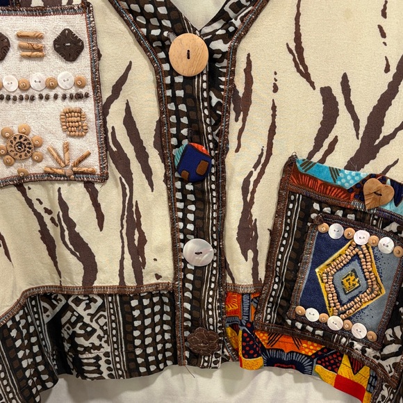 Vintage Surya Brown and Cream Artsy Jacket - Picture 7 of 8